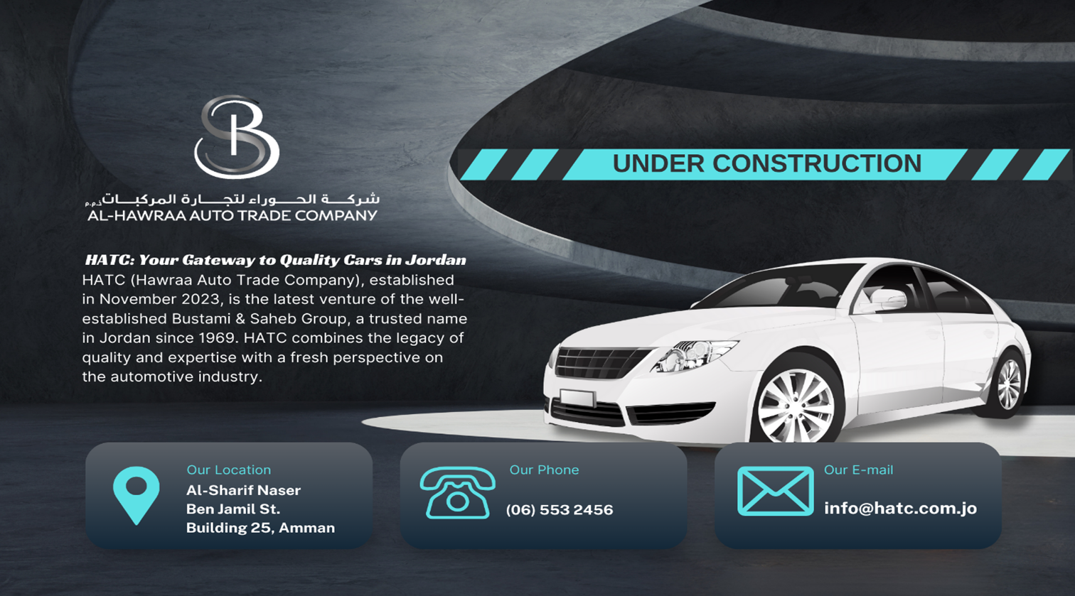 A white car in a room with text and images

Description automatically generated